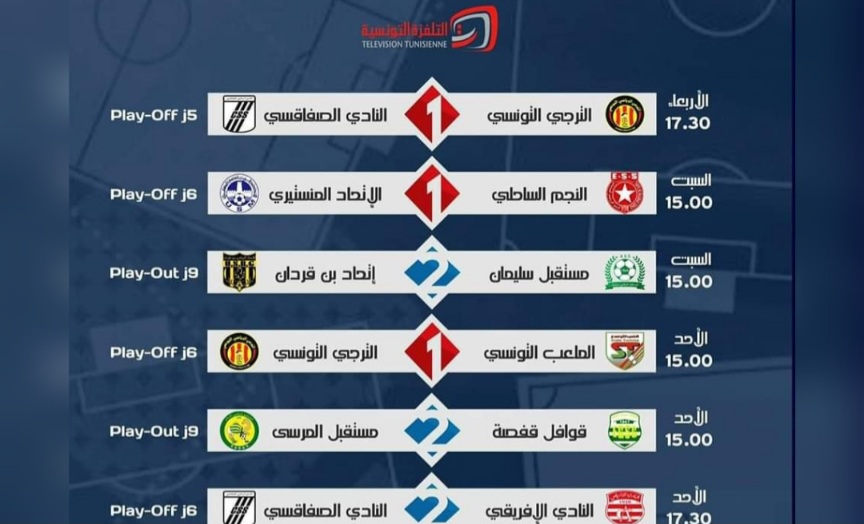  الرابطة الاولى: برنامج المباريات المنقولة على التلفزة الوطنية 